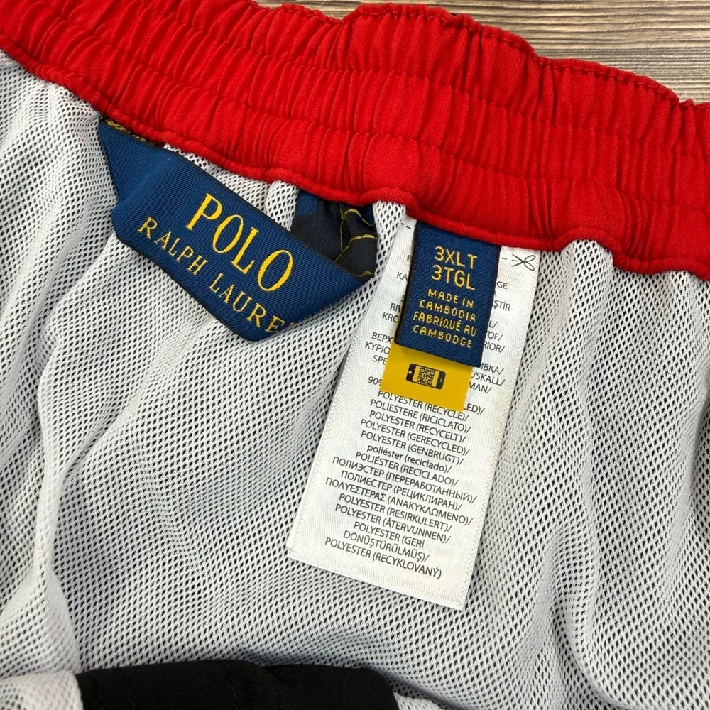 Polo Ralph Lauren Mens Size 3XLT Swim Trunks Black Cargo Board Short Stretch NWT